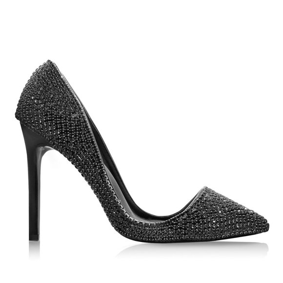 Black Diamond Bling High Heel Stilettos - Picture 1 of 5